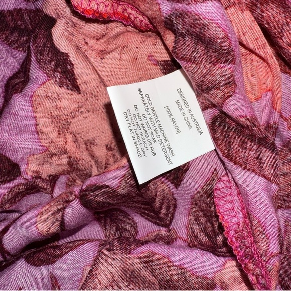 Abel The Label Halter Top Maxi Dress Women S Floral Backless Cut Out Smocked Red - Picture 9 of 10